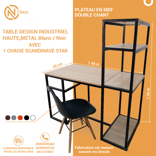 Table design industriel avec une chaise Scandinave STAR